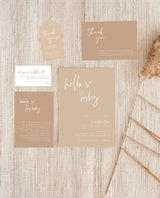 Beige Baby Shower Invitation Template | Gender Neutral Baby Shower Bundle