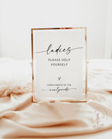 Ladies Bathroom Sign Template | Wedding Bathroom Basket Sign