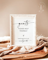 Gents Bathroom Sign Template | Wedding Bathroom Basket Sign