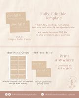 Modern Minimalist Diaper Raffle Card | Minimalist Diaper Raffle Ticket | Beige Baby Shower Card | Gender Neutral | Editable Template | BM1