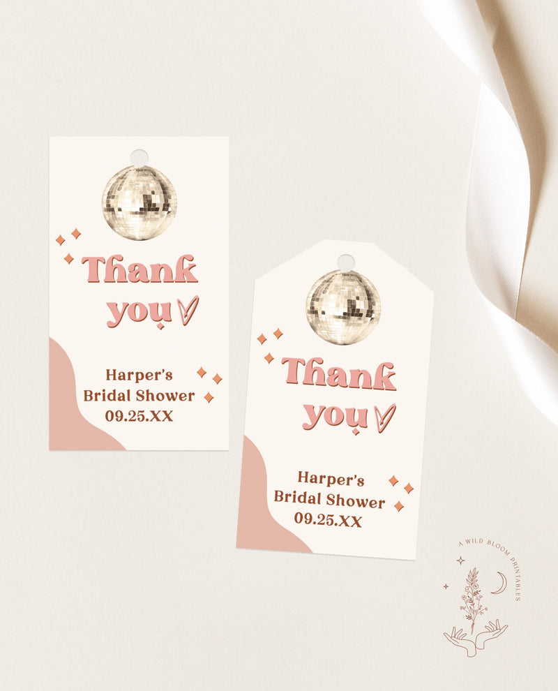 Retro Thank You Favor Tag Template | Vintage Baby Shower Tags 