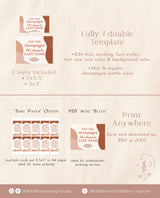 Mini Champagne Bottle Label Template | 70s Bridal Shower Champagne Label