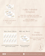 Mini Champagne Bottle Label |  Tropical Bachelorette Champagne Label