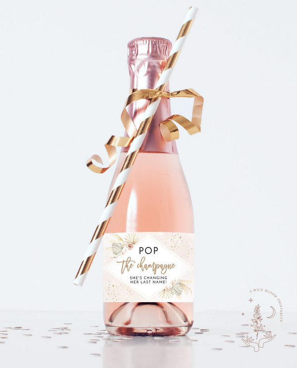 Mini Champagne Bottle Label |  Tropical Bachelorette Champagne Label 