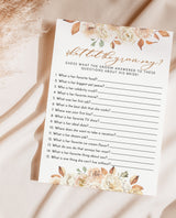 What Did the Groom Say Bridal Shower Game | Autumn Couples Shower Game Template