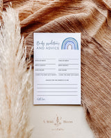 Rainbow Baby Shower Advice and Predictions Card | Blue Rainbow
