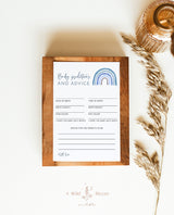 Rainbow Baby Shower Advice and Predictions Card | Blue Rainbow