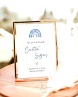 Rainbow Baby Shower Custom Sign | Blue Rainbow