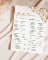 Fall Baby Trivia Shower Game | Baby Shower Trivia Game