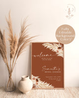 Boho Bridal Shower Welcome Sign | Pampas Grass Bridal Shower Welcome Poster
