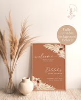 Boho Baby Shower Welcome Sign | Pampas Grass Baby Shower Welcome Poster