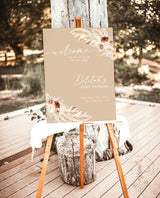 Boho Baby Shower Welcome Sign | Pampas Grass Baby Shower Welcome Poster