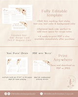 Bridal Shower Recipe Card Insert | Pampas Grass Recipe Card Template | Boho Bridal Shower | Bridal Shower Recipe Request | A4