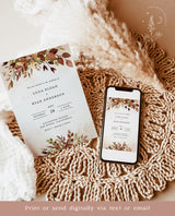 Rustic Fall Wedding Invitation Template | Autumn Wedding Invite