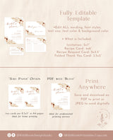 Bohemian Bridal Shower Invite | Autumn Bridal Shower Bundle | Recipe Card | Pampas Grass Bridal Shower | Boho Bridal Shower Invite | A4