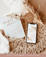 Bohemian Bridal Shower Invite | Autumn Bridal Shower Bundle | Recipe Card | Pampas Grass Bridal Shower | Boho Bridal Shower Invite | A4