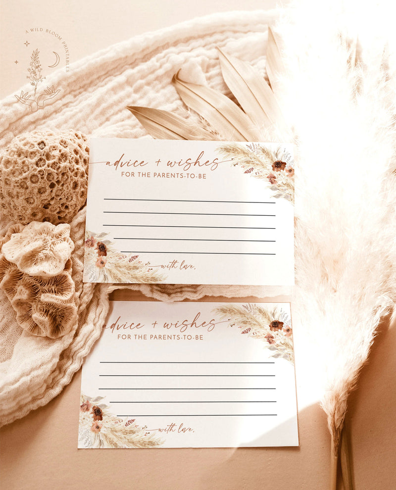 Advice and Wishes Card | Pampas Grass Baby Shower 
