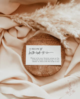 Minimalist Recipe Request Card Template | Bridal Shower Recipe Card Insert