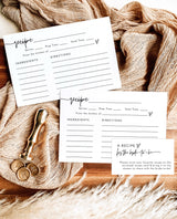 Minimalist Recipe Card Template | Bridal Shower Recipe Card Insert