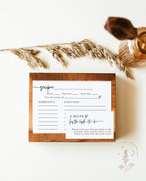 Minimalist Recipe Card Template | Bridal Shower Recipe Card Insert