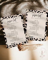 Leopard Print Price List Template | Boho Small Business