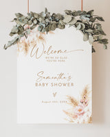 Pampas Grass Baby Shower Welcome Sign | Girl Baby Shower Welcome Sign