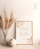 Pampas Grass Baby Shower Welcome Sign | Girl Baby Shower Welcome Sign