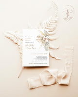Pampas Grass Couples Shower Invitation | Tropical Engagement Party