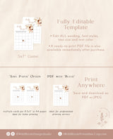 Pampas Grass Baby Bingo Game | Boho Baby Shower Game | Dried Flower Baby Shower | Bohemian Baby Shower | Printable Baby Shower Game | A4