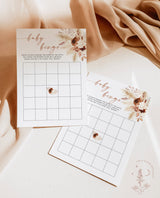 Pampas Grass Baby Bingo Game | Boho Baby Shower Game | Dried Flower Baby Shower | Bohemian Baby Shower | Printable Baby Shower Game | A4