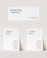Minimalist Wedding Seating Cards | Modern Wedding Table Seating Chart Cards