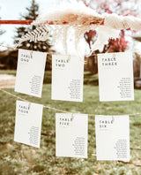 Minimalist Wedding Seating Cards | Modern Wedding Table Seating Chart Cards