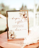 Diaper Raffle Baby Shower Sign | Boho Baby Shower Sign