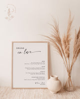 Minimalist Wedding Bar Menu Sign | Drunk In Love