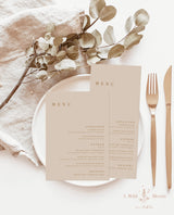 Modern Minimalist Wedding Menu | Beige Modern Wedding Menu