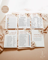 Bohemian Baby Shower Games | Boho Baby Shower Game Bundle | Pampas Grass Baby Shower Games | Bohemian Baby Shower Game | Fall Baby Shower A4