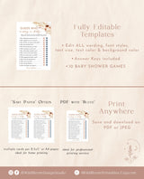 Bohemian Baby Shower Games | Boho Baby Shower Game Bundle | Pampas Grass Baby Shower Games | Bohemian Baby Shower Game | Fall Baby Shower A4