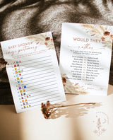 Bohemian Baby Shower Games | Boho Baby Shower Game Bundle | Pampas Grass Baby Shower Games | Bohemian Baby Shower Game | Fall Baby Shower A4