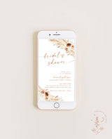 Digital Bridal Shower Evite | Bohemian Bridal Shower Invite | Pampas Grass Bridal Shower | Electronic Boho Bridal Shower Template | A4