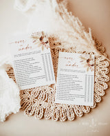 Over or Under Bridal Shower Game | Boho Fall Bridal Shower | Pampas Grass Bridal Shower | Over or Under Trivia Game | Editable Template | A4