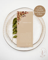 Fall Wedding Thank You Letter | Wedding Napkin Note