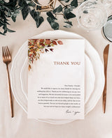 Fall Wedding Thank You Letter | Wedding Napkin Note