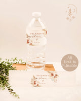 Boho Water Bottle Label | Pampas Grass Water Bottle Label