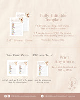 Emoji Picture Game | Bridal Shower Emoji Picture Game | Pampas Grass Bridal Shower Game | Boho Bridal Shower Game | Boho Bridal | A4