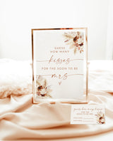 Guess How Many Kisses For The Soon To Be Mrs | Pampas Grass Bridal Shower Game | Printable Candy Game | Fall Bridal Shower Game | A4