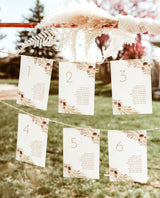 Pampas Grass Seating Chart Card Template | Editable Wedding Seat Cards