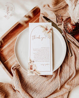 Boho Wedding Napkin Note | Pampas Grass Thank You Letter