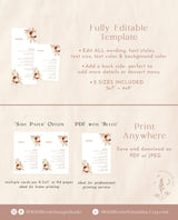 Pampas Grass Wedding Menu Template | Terracotta Wedding Menu | Burnt Orange Wedding | Boho Menu Template | Wedding Menu Template | A4