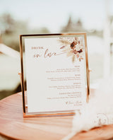 Bohemian Drink Menu Template | Pampas Grass Cocktail Menu | Desert Wedding Bar Menu Sign | Boho Wedding Bar Sign | Drunk in Love Menu | A4