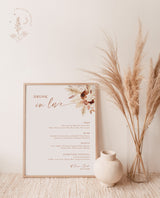 Bohemian Drink Menu Template | Pampas Grass Cocktail Menu | Desert Wedding Bar Menu Sign | Boho Wedding Bar Sign | Drunk in Love Menu | A4